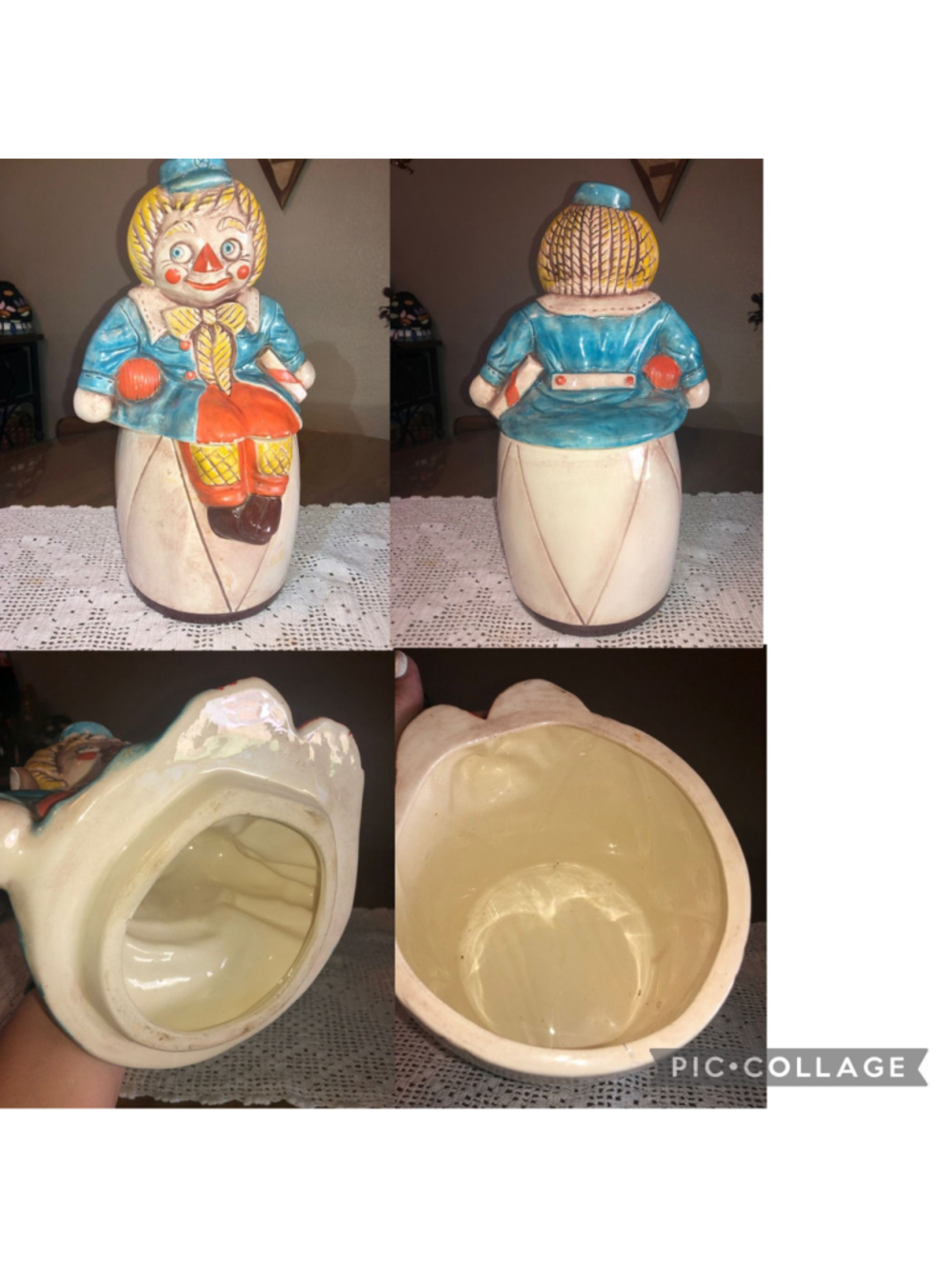 Vintage Raggedy Andy cookie jar made by Maddux of California